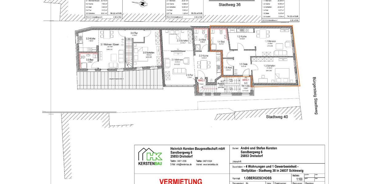 Etagenwohnung Schleswig - 2 Zimmer, 74 m&sup2;, 890&euro; | Angebot:26443422