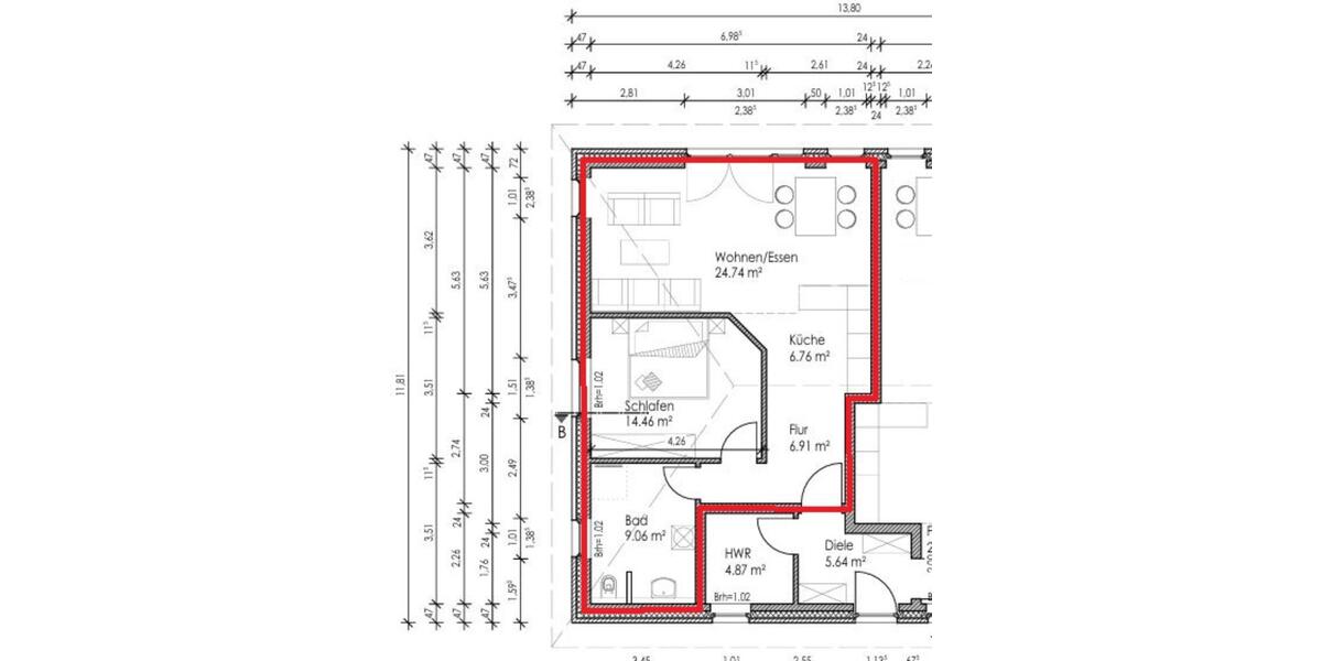 Erdgeschoßwohnung Rieseby - 2 Zimmer, 75 m&sup2;, 850&euro; | Angebot:25916366