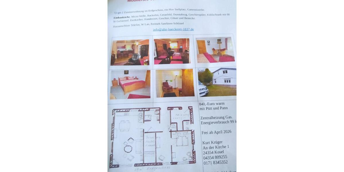 Erdgeschoßwohnung Rieseby - 2 Zimmer, 66 m&sup2;, 720&euro; | Angebot:25790231