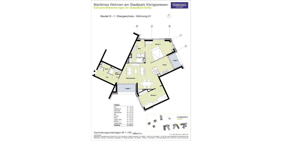 Etagenwohnung Schleswig - 3 Zimmer, 119 m&sup2;, 1.890&euro; | Angebot:24212448