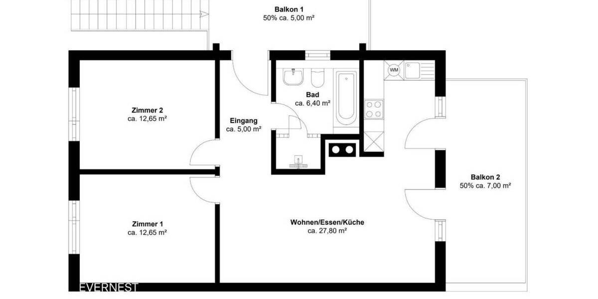 Etagenwohnung Kappeln - 3 Zimmer, 82 m&sup2;, 375.000&euro; | Angebot:25879241