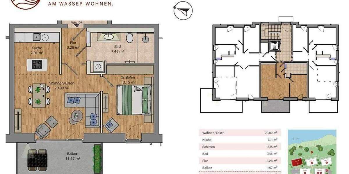 Etagenwohnung Kappeln - 2 Zimmer, 58 m&sup2;, 480.000&euro; | Angebot:25668155