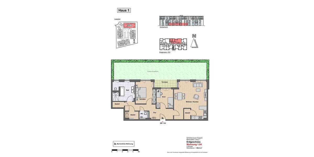 Erdgeschoßwohnung Kappeln - 3 Zimmer, 110 m&sup2;, 1.314&euro; | Angebot:19115522