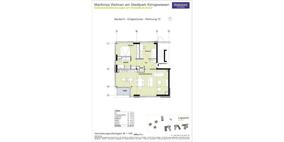 Etagenwohnung Schleswig - 3 Zimmer, 96 m&sup2;, 1.521&euro; | Angebot:21580369