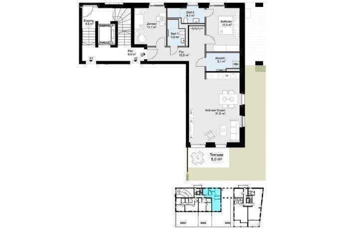 Terrassenwohnung Schleswig - 3 Zimmer, 475.900&euro; | Angebot:25780207