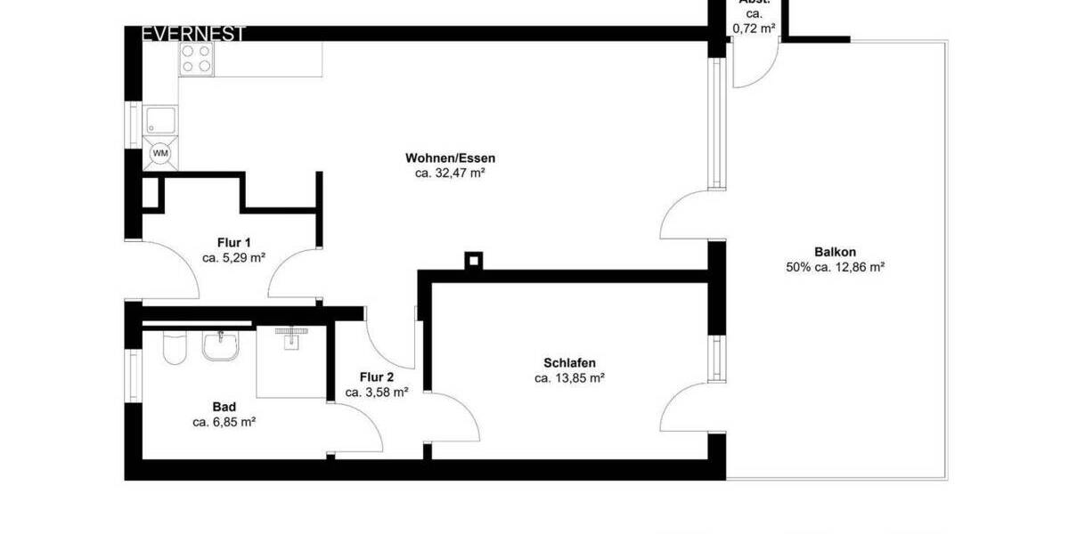 Etagenwohnung Kappeln - 2 Zimmer, 76 m&sup2;, 479.000&euro; | Angebot:25738396
