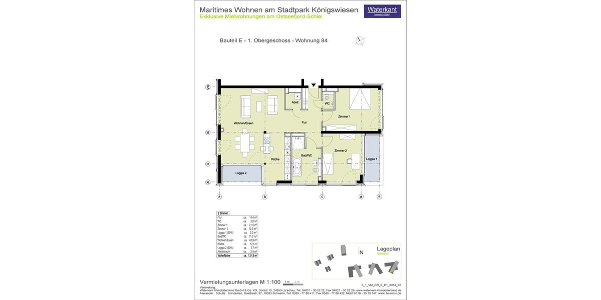 Etagenwohnung Schleswig - 3 Zimmer, 132 m&sup2;, 2.095&euro; | Angebot:25802396