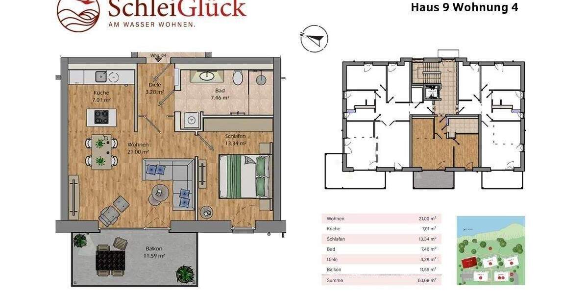 Etagenwohnung Kappeln - 2 Zimmer, 58 m&sup2;, 480.000&euro; | Angebot:25672923