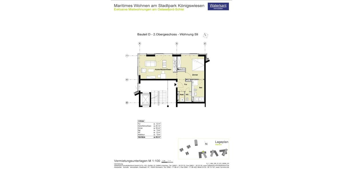 Etagenwohnung Schleswig - 2 Zimmer, 61 m&sup2;, 968&euro; | Angebot:26004274