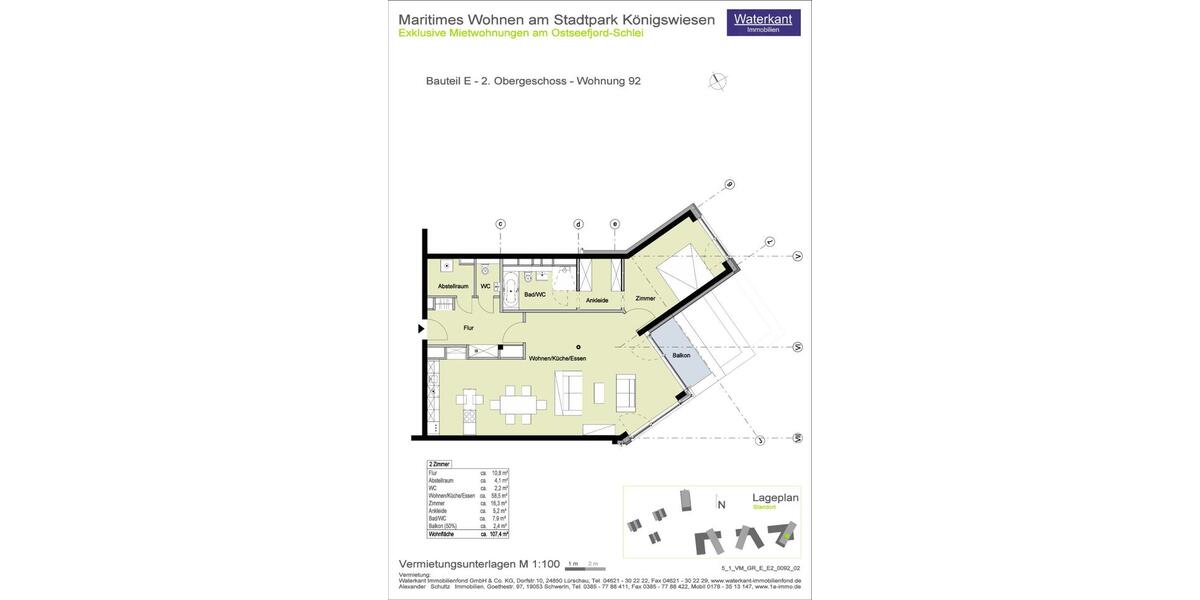 Etagenwohnung Schleswig - 2 Zimmer, 107 m&sup2;, 1.707&euro; | Angebot:21622860