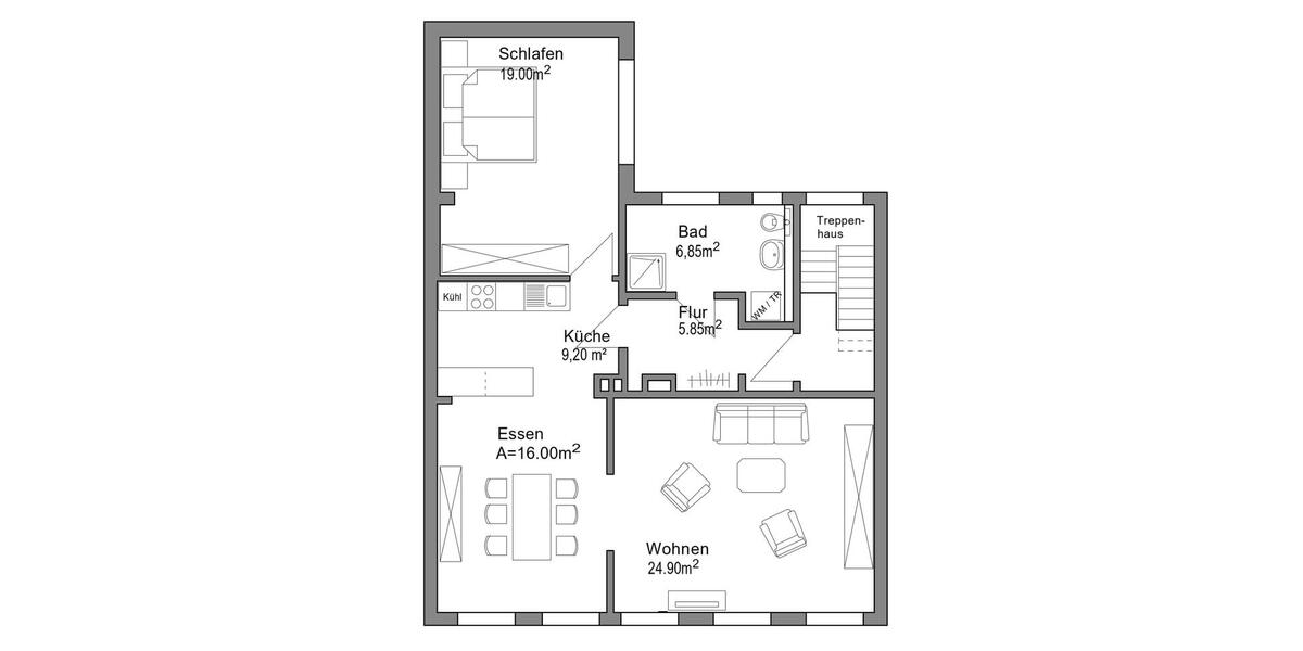 Etagenwohnung Schleswig - 2 Zimmer, 82 m&sup2;, 600&euro; | Angebot:26652144