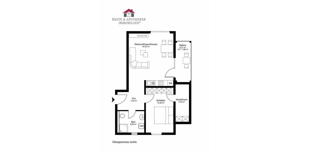 Etagenwohnung Kappeln - 2 Zimmer, 59 m&sup2;, 259.000&euro; | Angebot:25846210