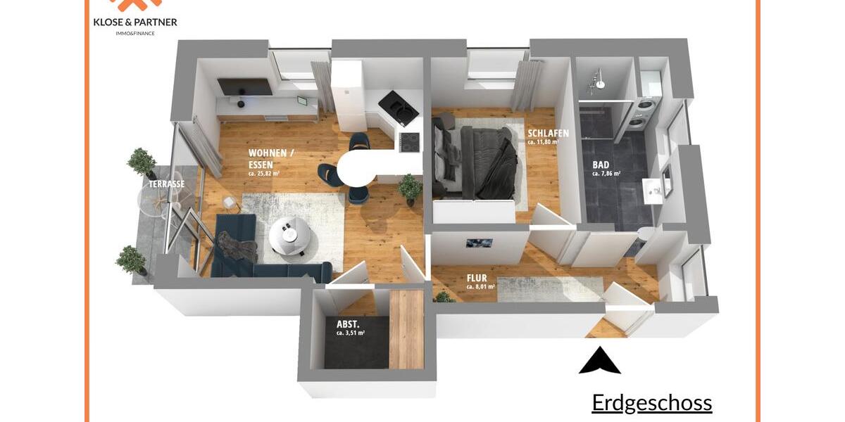 Etagenwohnung Schleswig - 2 Zimmer, 70 m&sup2;, 890&euro; | Angebot:23862900