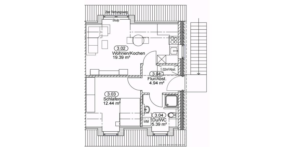 Dachgeschoßwohnung Ostenfeld (Husum) - 2 Zimmer, 42 m&sup2;, 850&euro; | Angebot:26271663