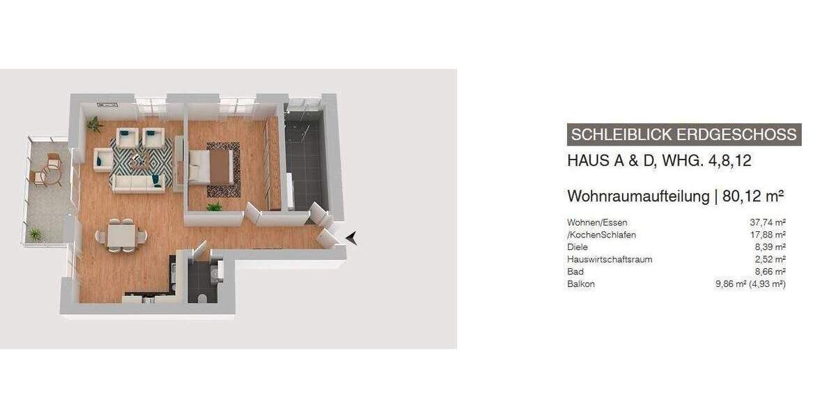 Etagenwohnung Schleswig - 2 Zimmer, 79 m&sup2;, 428.950&euro; | Angebot:25674360